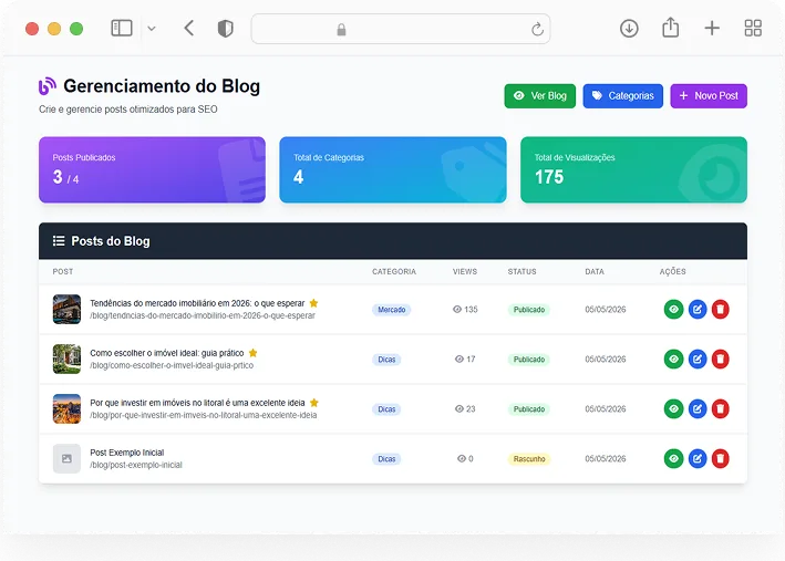 Blog integrado com SEO e publicação agendada